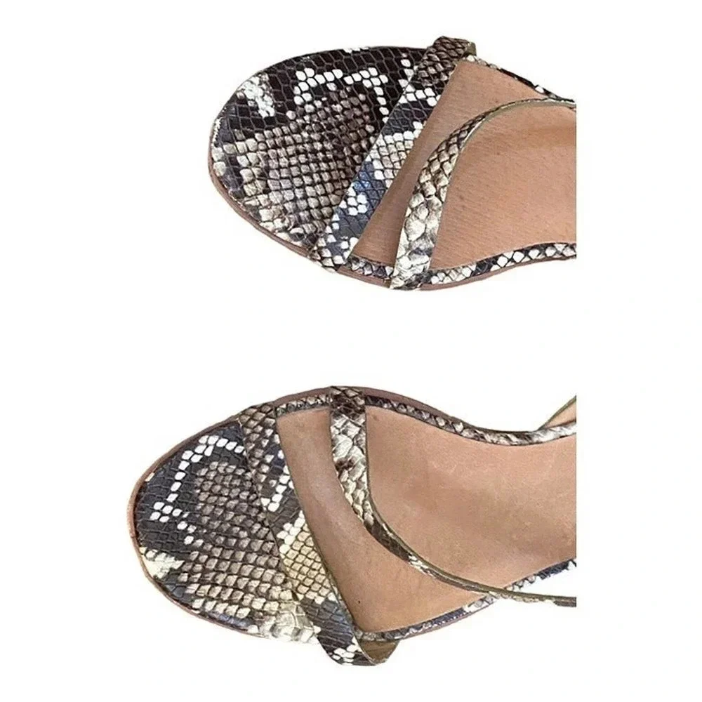 Madewell Sandals Snakeskin Print Womens Size 9.5 Leather Strappy Casual Boho